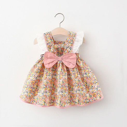 Summer New Baby Girl Flying Sleeve Dress Broken Flower Dress